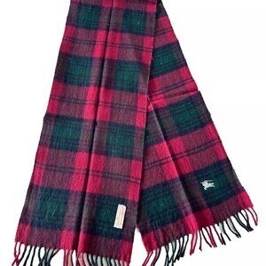Burberrys Vintage Scarf Red 100% Cashmere Unisex Scarf Made In England